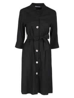 Monte Cervino Abito a camicia da donna in misto lino con maniche a 3/4
