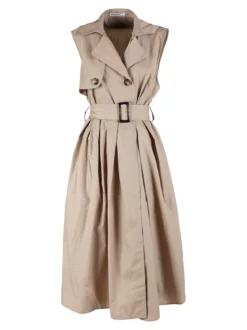 Monte Cervino Abito da donna smanicato stile trench in misto cotone
