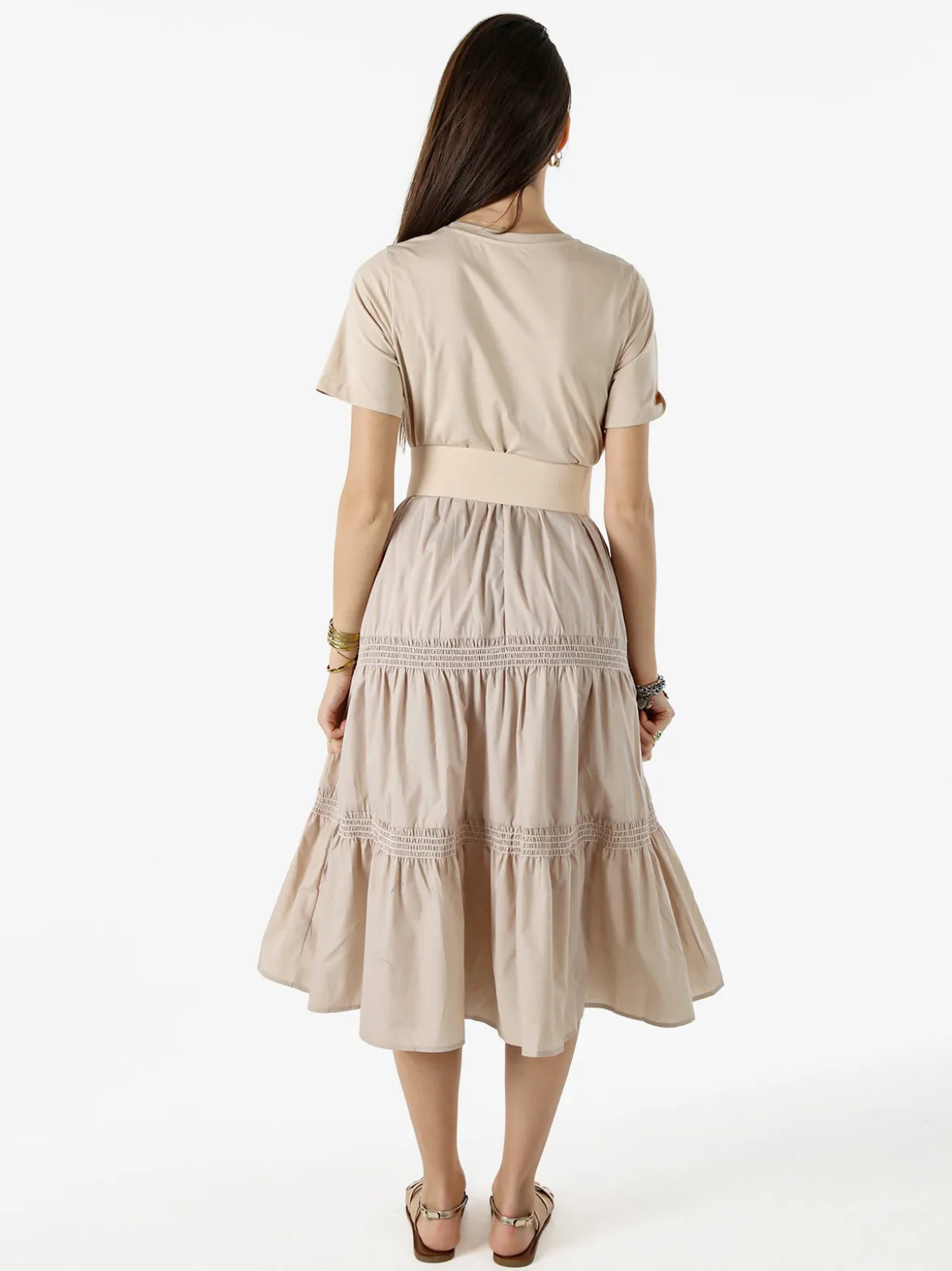 Monte Cervino Abito donna in cotone a maniche corte - beige