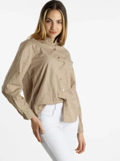 Monte Cervino Camicia donna a maniche lunghe con strass colorati