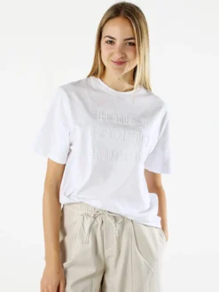 Monte Cervino T-shirt da donna in cotone con ricami - bianco