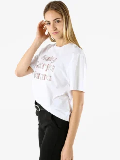 Monte Cervino T-shirt da donna in cotone con ricami - fango