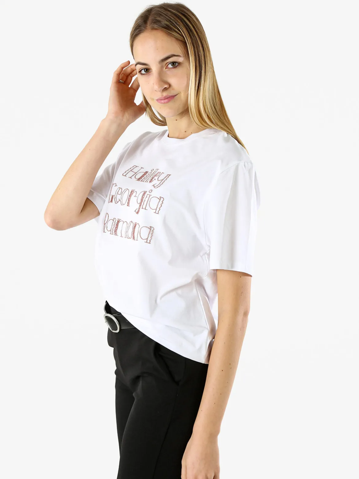 Monte Cervino T-shirt da donna in cotone con ricami - fango