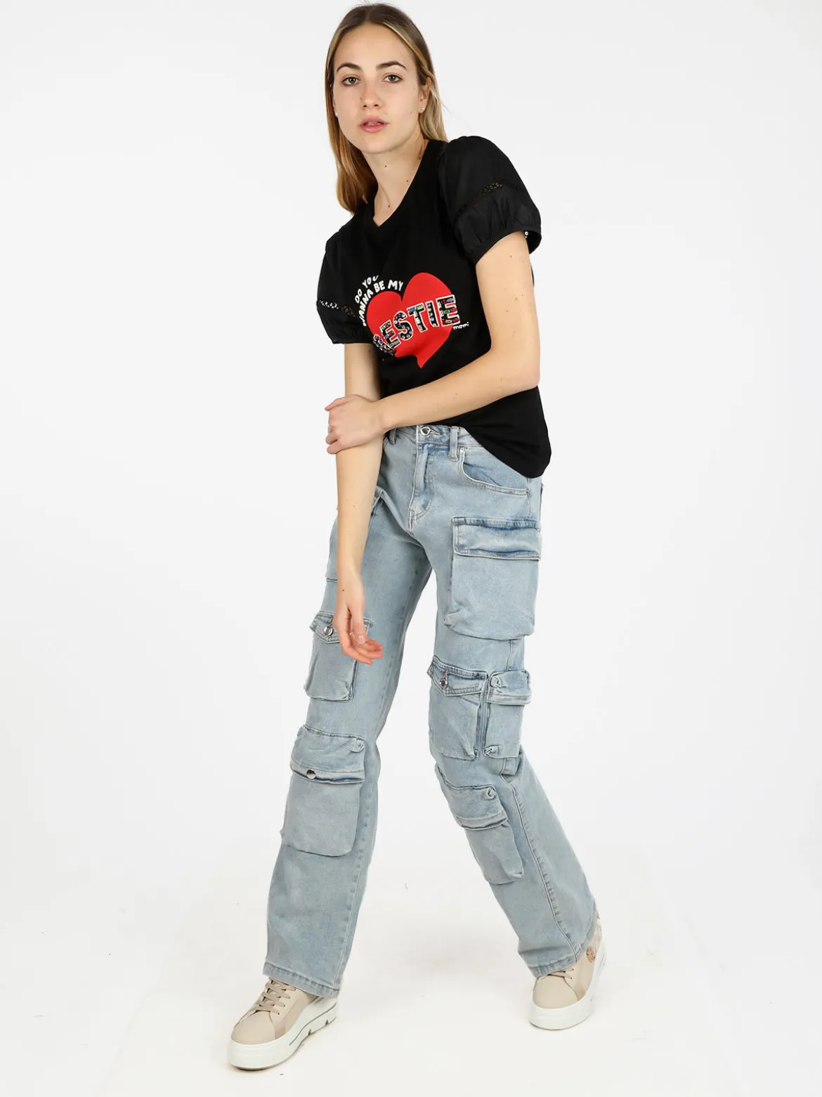 Monte Cervino T-shirt donna con stampa cuore e pietre colorate