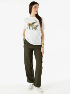 Monte Cervino T-shirt donna in cotone con stampa e strass - giallo
