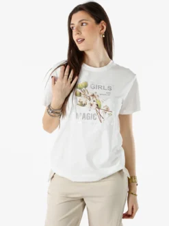Monte Cervino T-shirt donna in cotone con stampa - giallo