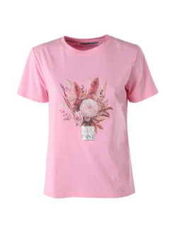 Monte Cervino T-shirt donna in cotone con stampa - rosa
