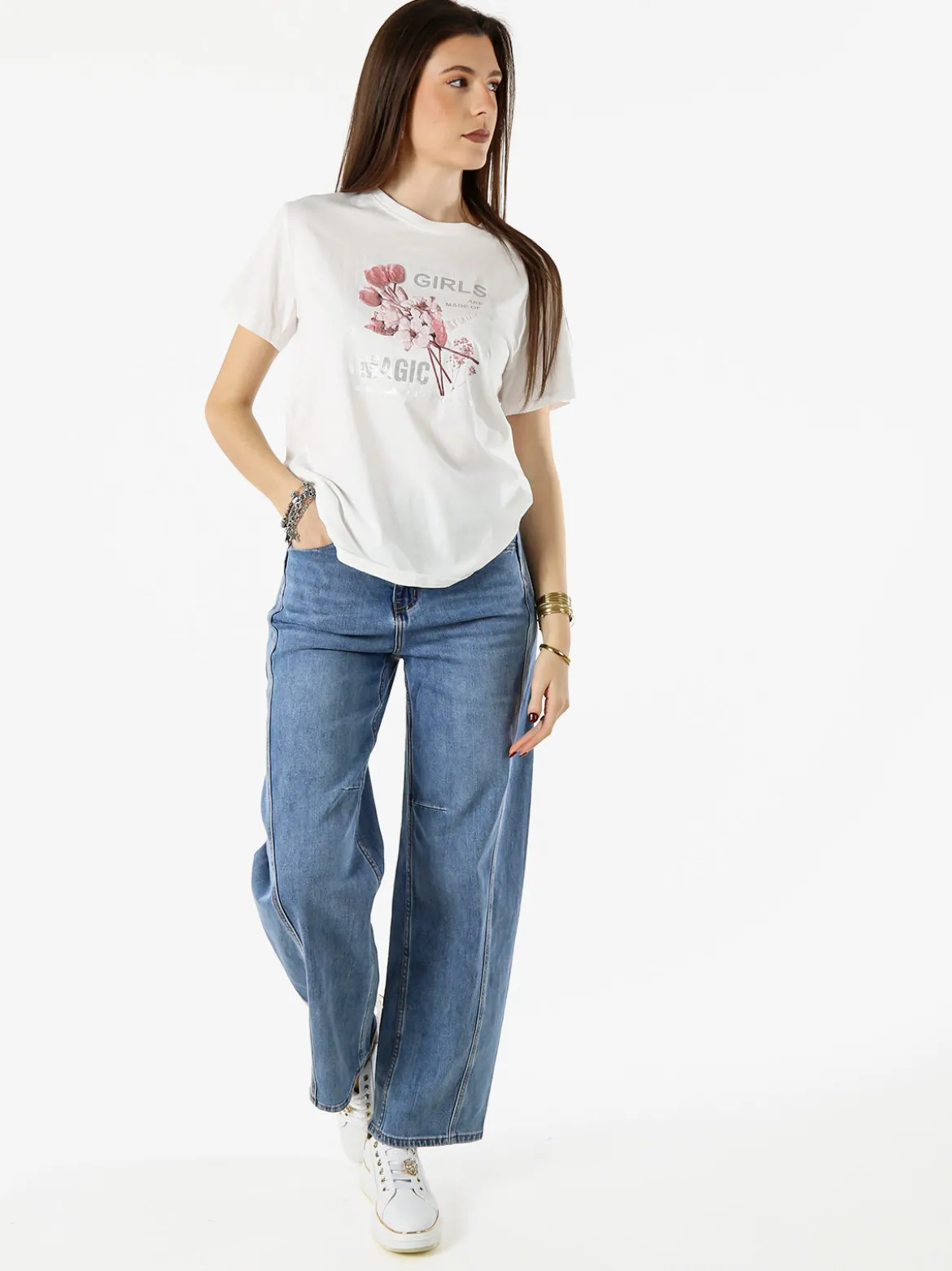 Monte Cervino T-shirt donna in cotone con stampa - rosa