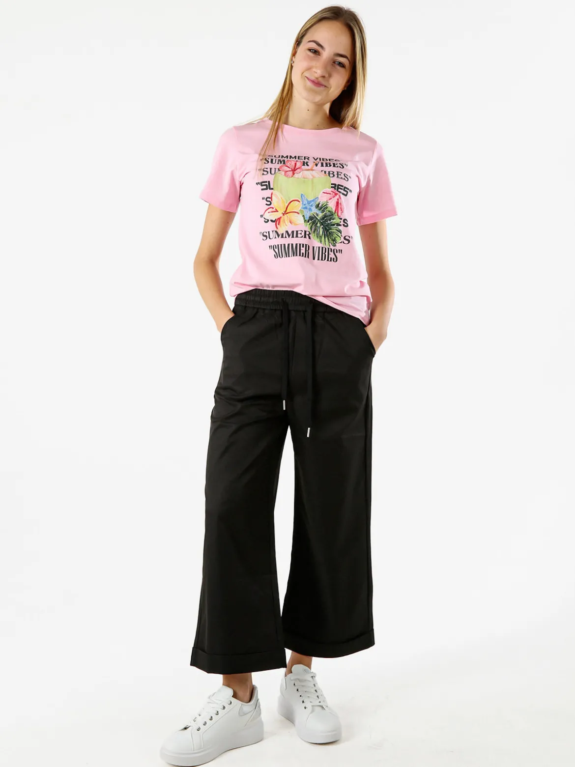 Monte Cervino T-shirt donna in cotone con stampa - rosa