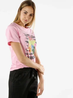 Monte Cervino T-shirt donna in cotone con stampa - rosa
