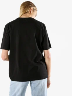 Monte Cervino T-shirt donna in cotone oversize con ricami e strass - nero