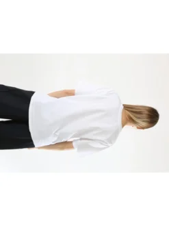 Monte Cervino T-shirt donna in cotone oversize con ricami e strass - azzurro