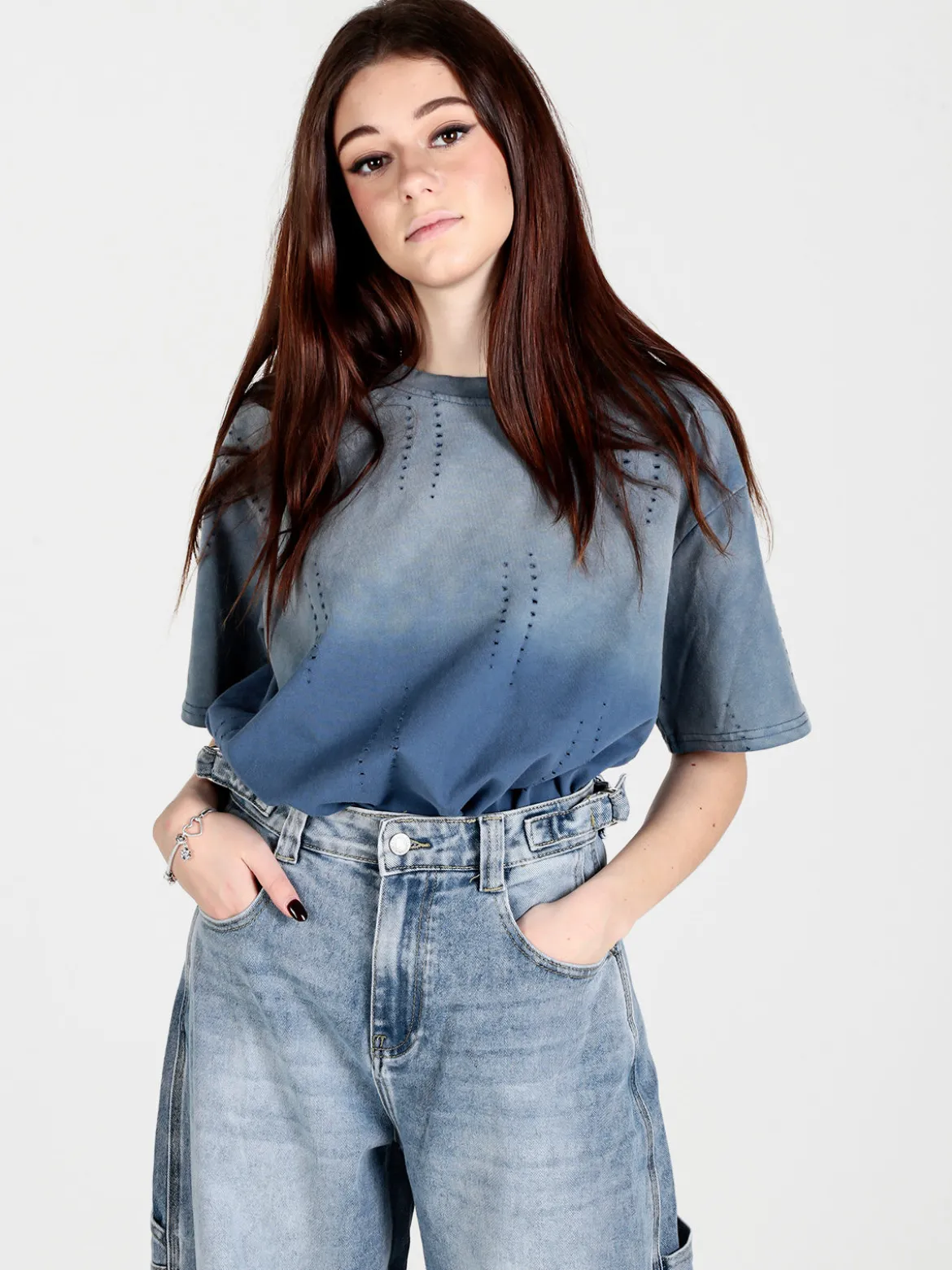 Monte Cervino T-shirt donna oversize in cotone con buchi
