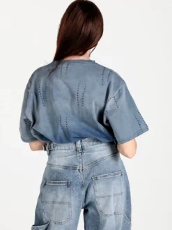 Monte Cervino T-shirt donna oversize in cotone con buchi