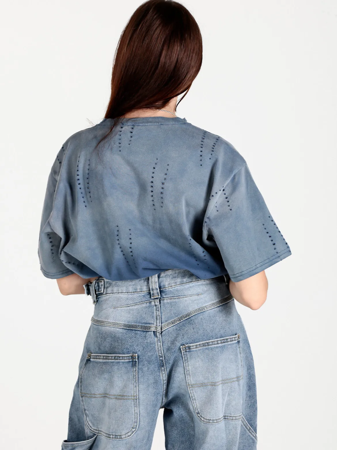 Monte Cervino T-shirt donna oversize in cotone con buchi