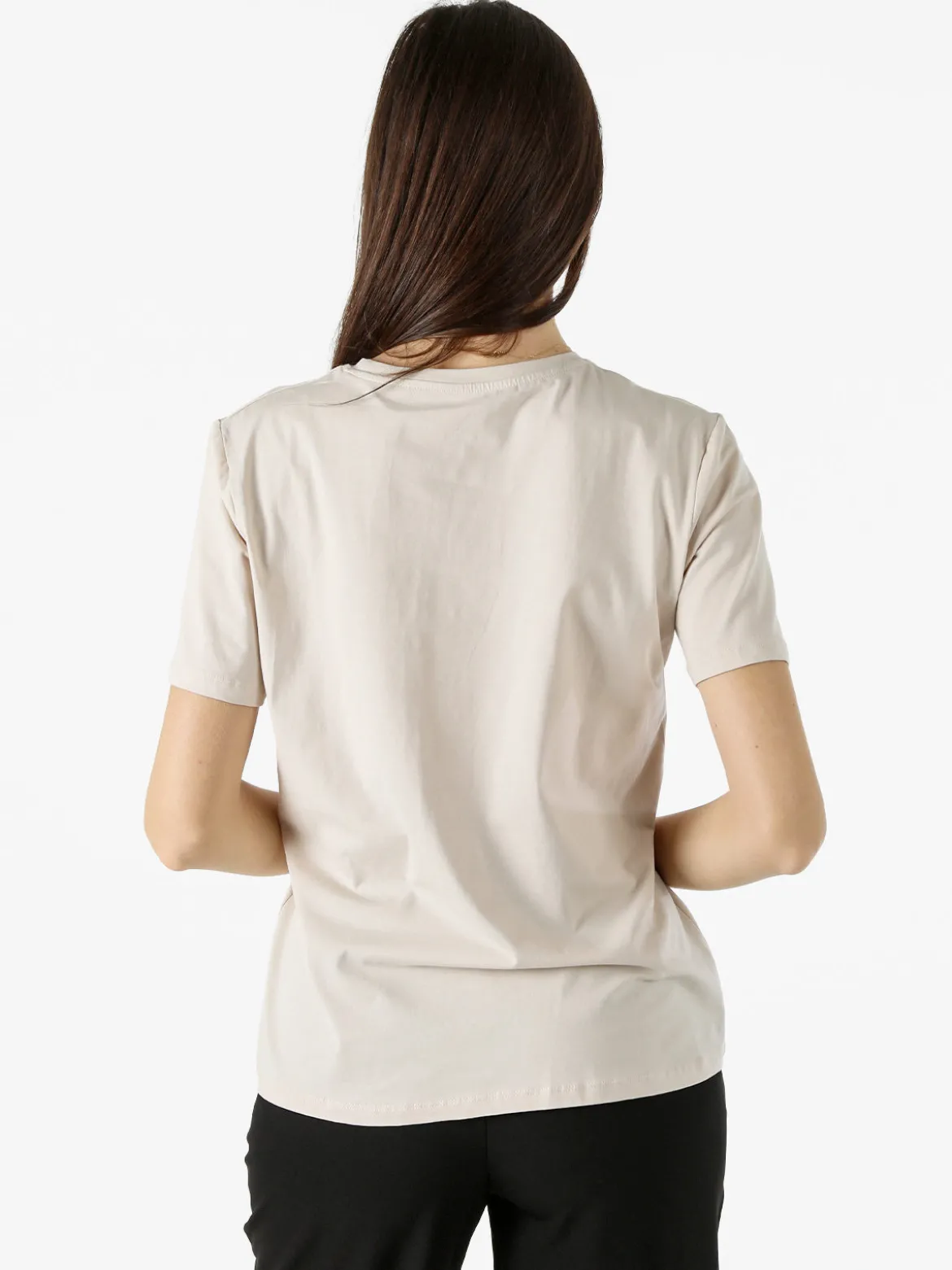 Monte Cervino T-shirt girocollo da donna in cotone con stampe - beige