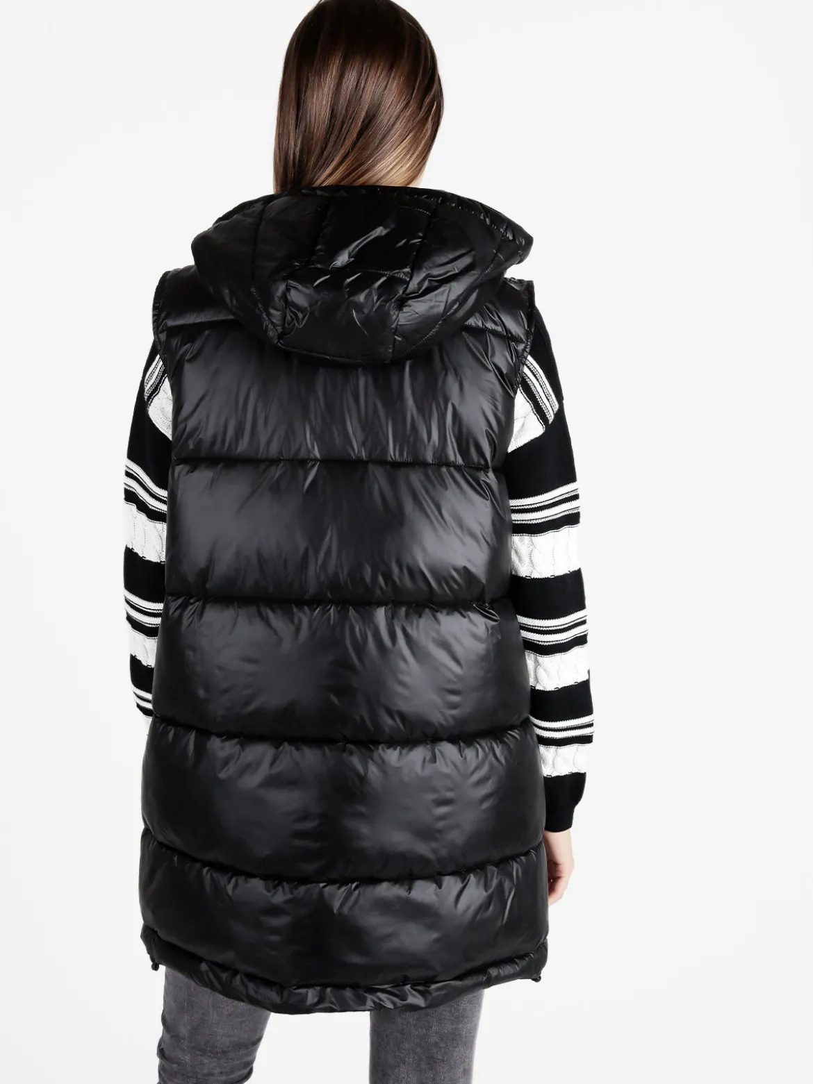 Mont Rose Gilet donna lungo trapuntato con cappuccio