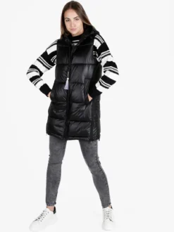 Mont Rose Gilet donna lungo trapuntato con cappuccio