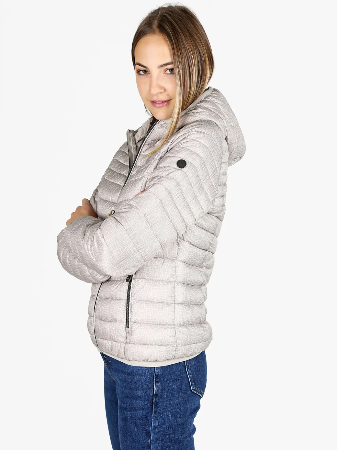Mont Rose Giubbotto corto da donna con cappuccio e zip - beige