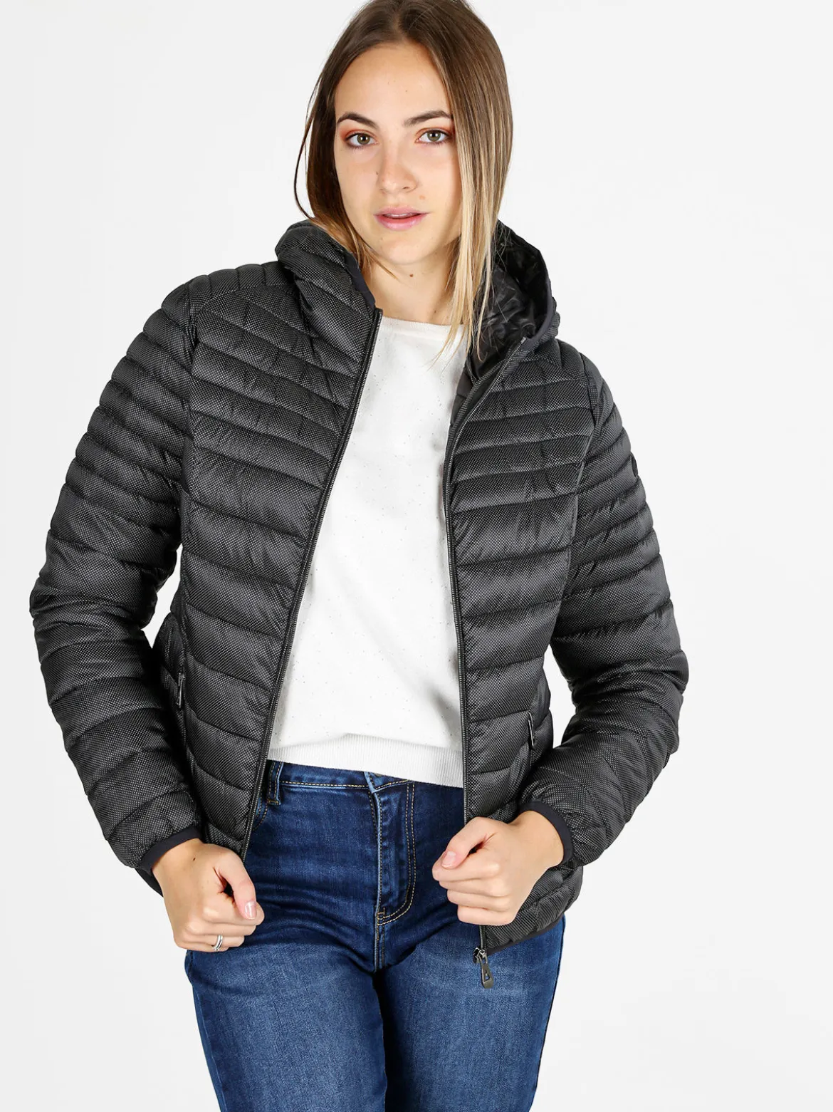 Mont Rose Giubbotto corto da donna con cappuccio e zip - nero