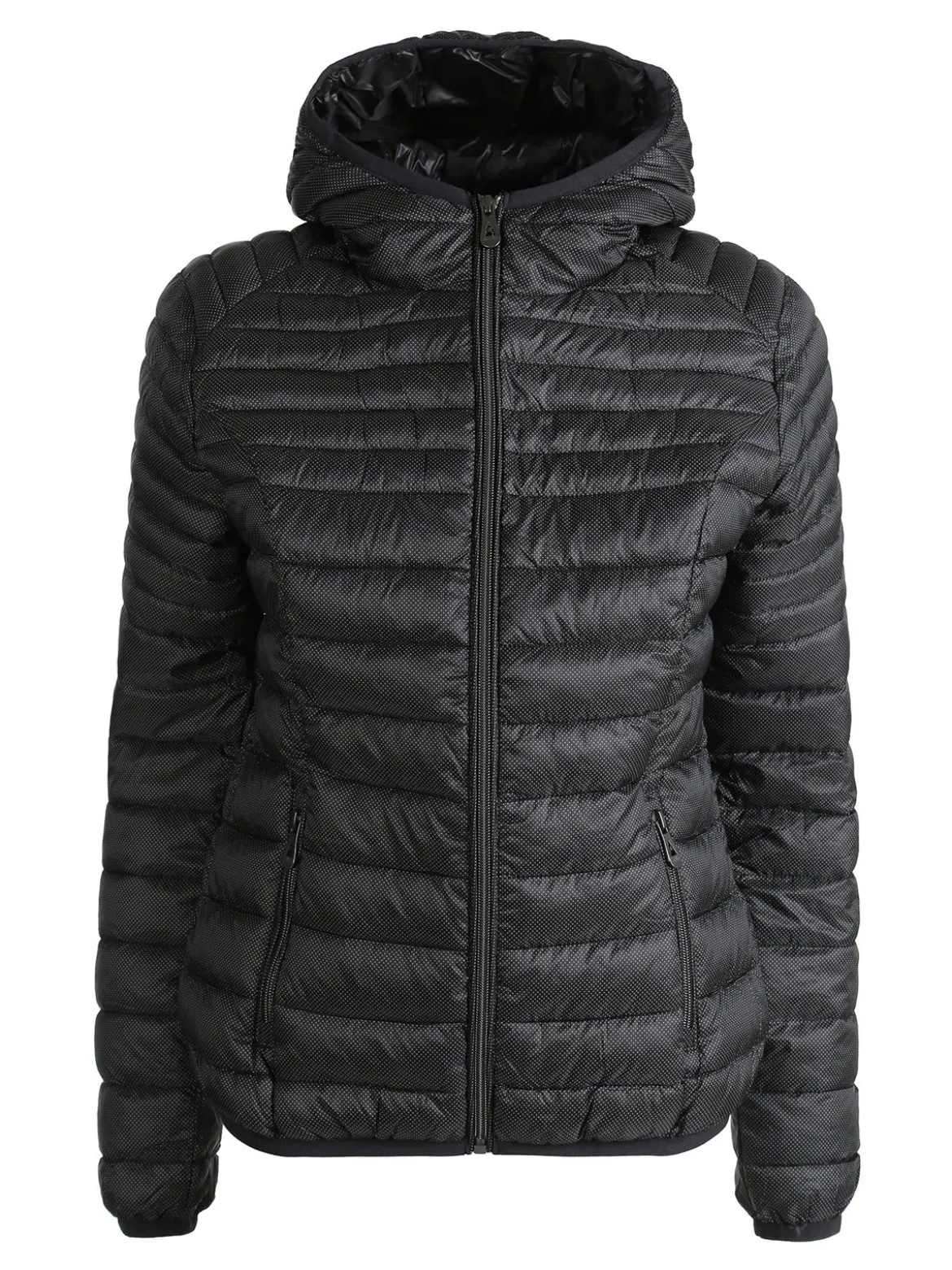 Mont Rose Giubbotto corto da donna con cappuccio e zip - nero
