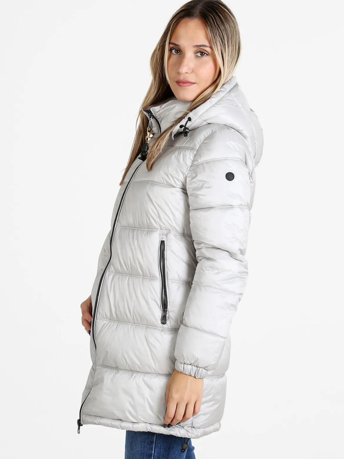 Mont Rose Giubbotto donna imbottito con cappuccio e zip - perla