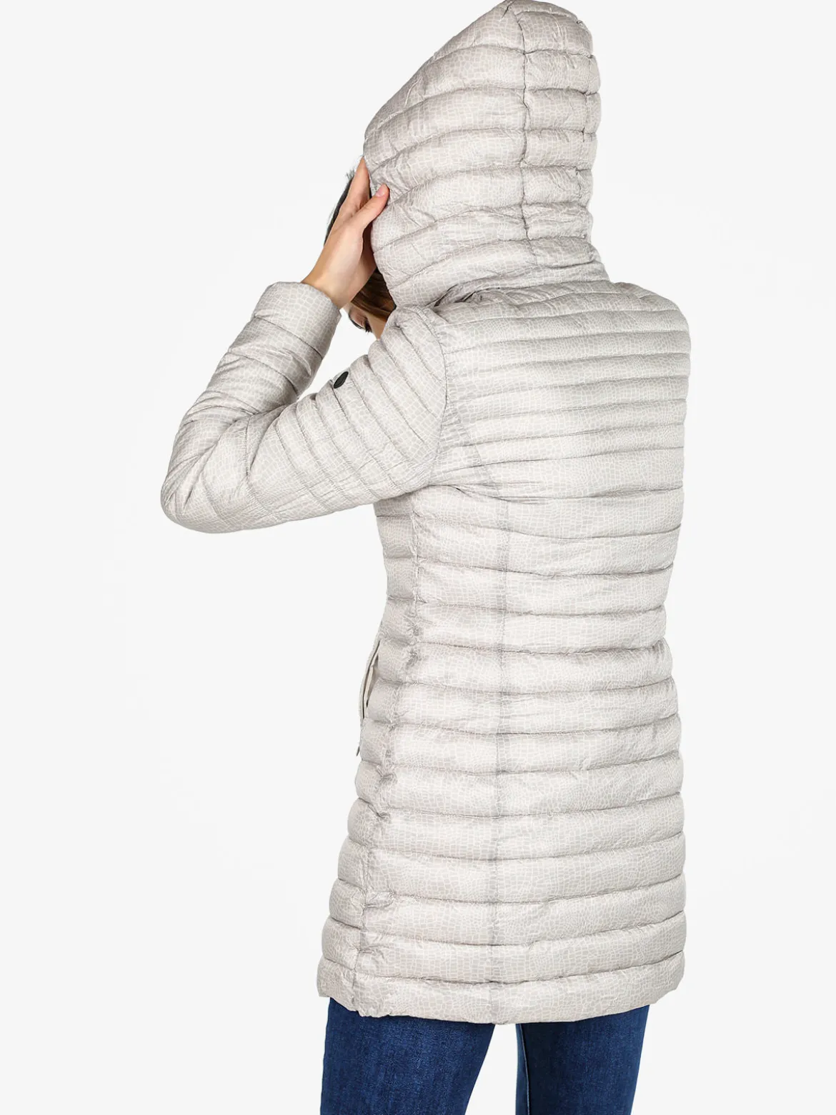 Mont Rose Giubbotto lungo da donna con cappuccio e zip - beige