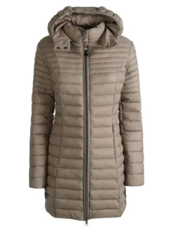 Mont Rose Giubbotto lungo da donna con cappuccio e zip - sabbia
