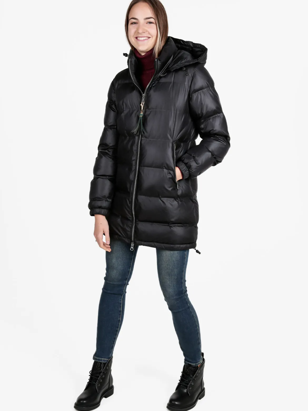 Mont Rose Giubbotto lungo da donna imbottito con cappuccio e zip