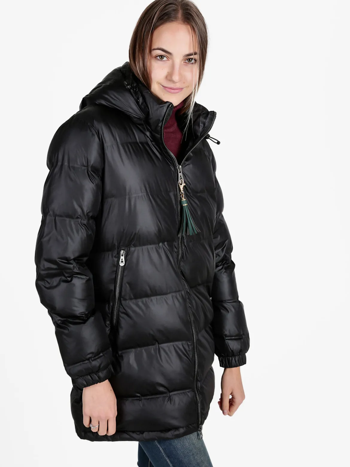 Mont Rose Giubbotto lungo da donna imbottito con cappuccio e zip