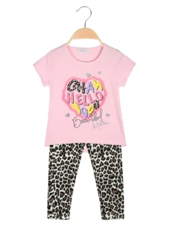 Mouset Completo bambina 2 pezzi con t-shirt e leggings maculati a 3/4