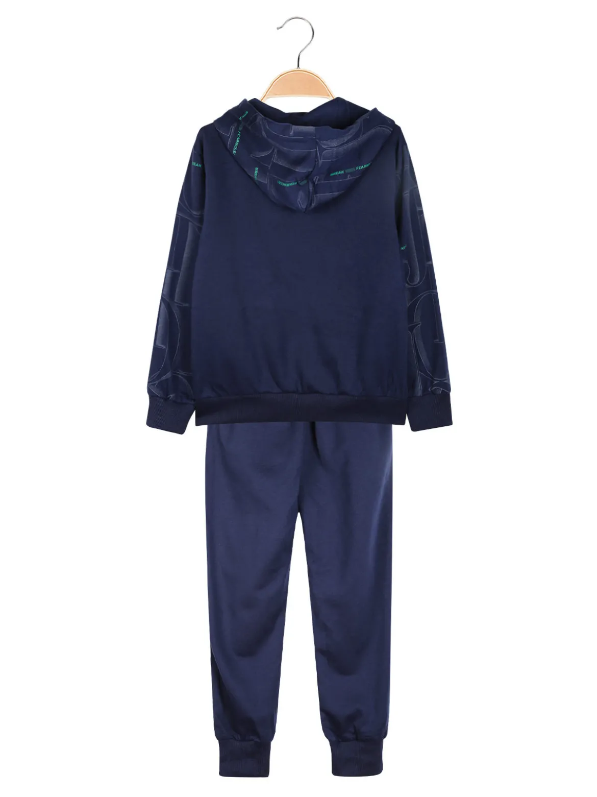 Mouset Completo 3 pezzi da bambino con cappuccio e zip - blu