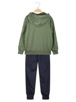 Mouset Completo 3 pezzi da bambino con cappuccio e zip - verde