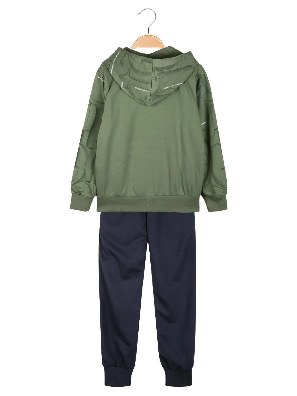 Mouset Completo 3 pezzi da bambino con cappuccio e zip - verde