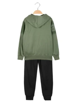 Mouset Completo 3 pezzi da bambino con cappuccio e zip - verde