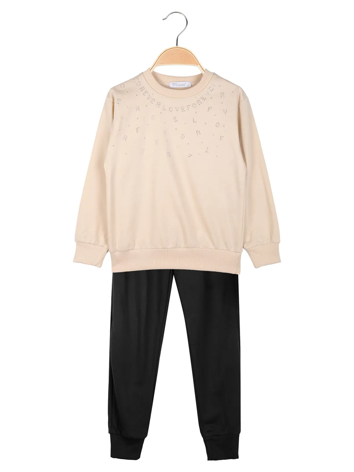 Mouset Completo tuta da bambina 2 pezzi felpa e pantaloni - beige
