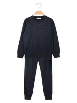 Mouset Completo tuta da bambina 2 pezzi felpa e pantaloni - blu scuro