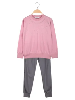 Mouset Completo tuta da bambina 2 pezzi felpa e pantaloni - rosa