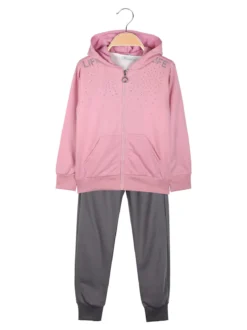 Mouset Completo tuta 3 pezzi da bambina con cappuccio e zip - rosa