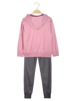 Mouset Completo tuta 3 pezzi da bambina con cappuccio e zip - rosa