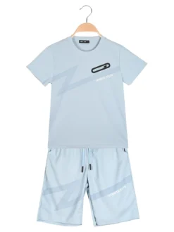 Mr Jek Completo corto da bambino con t-shirt e bermuda - azzurro