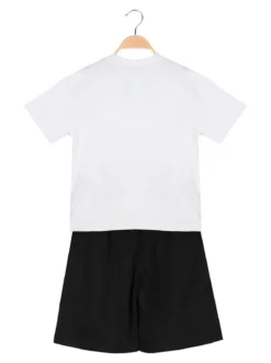 Mr Jek Completo corto da bambino in cotone con t-shirt e bermuda - bianco