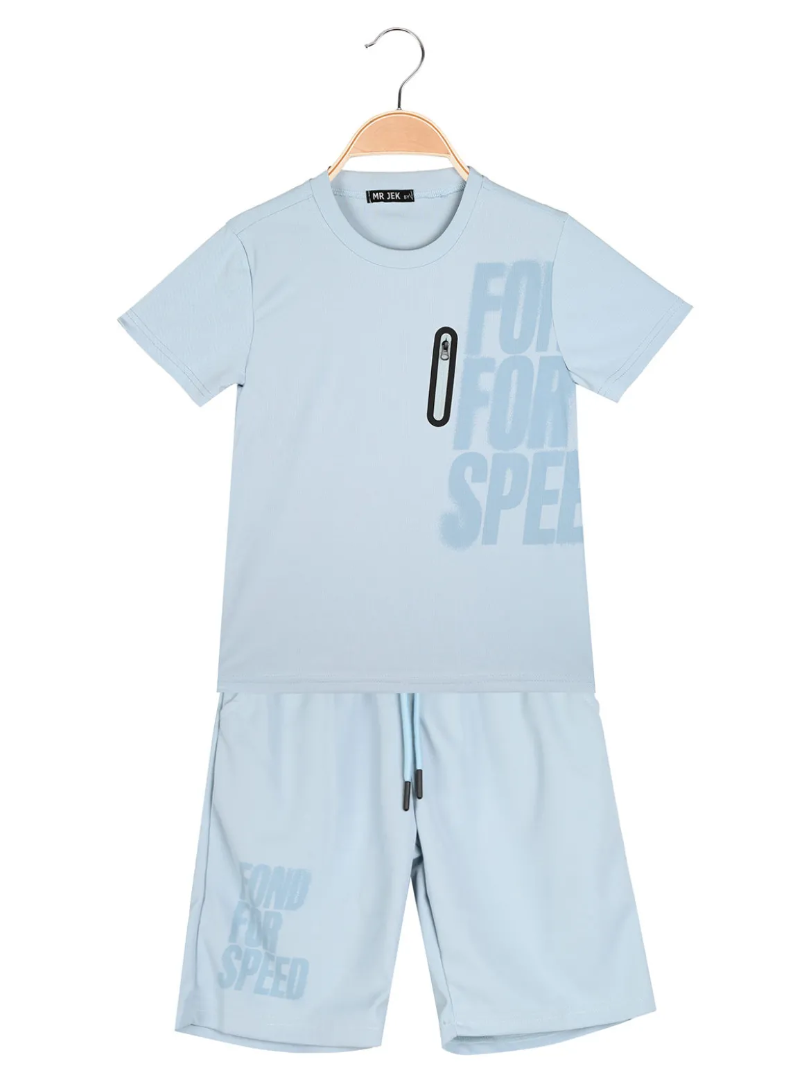 Mr Jek Completo corto da ragazzo con t-shirt e bermuda - azzurro