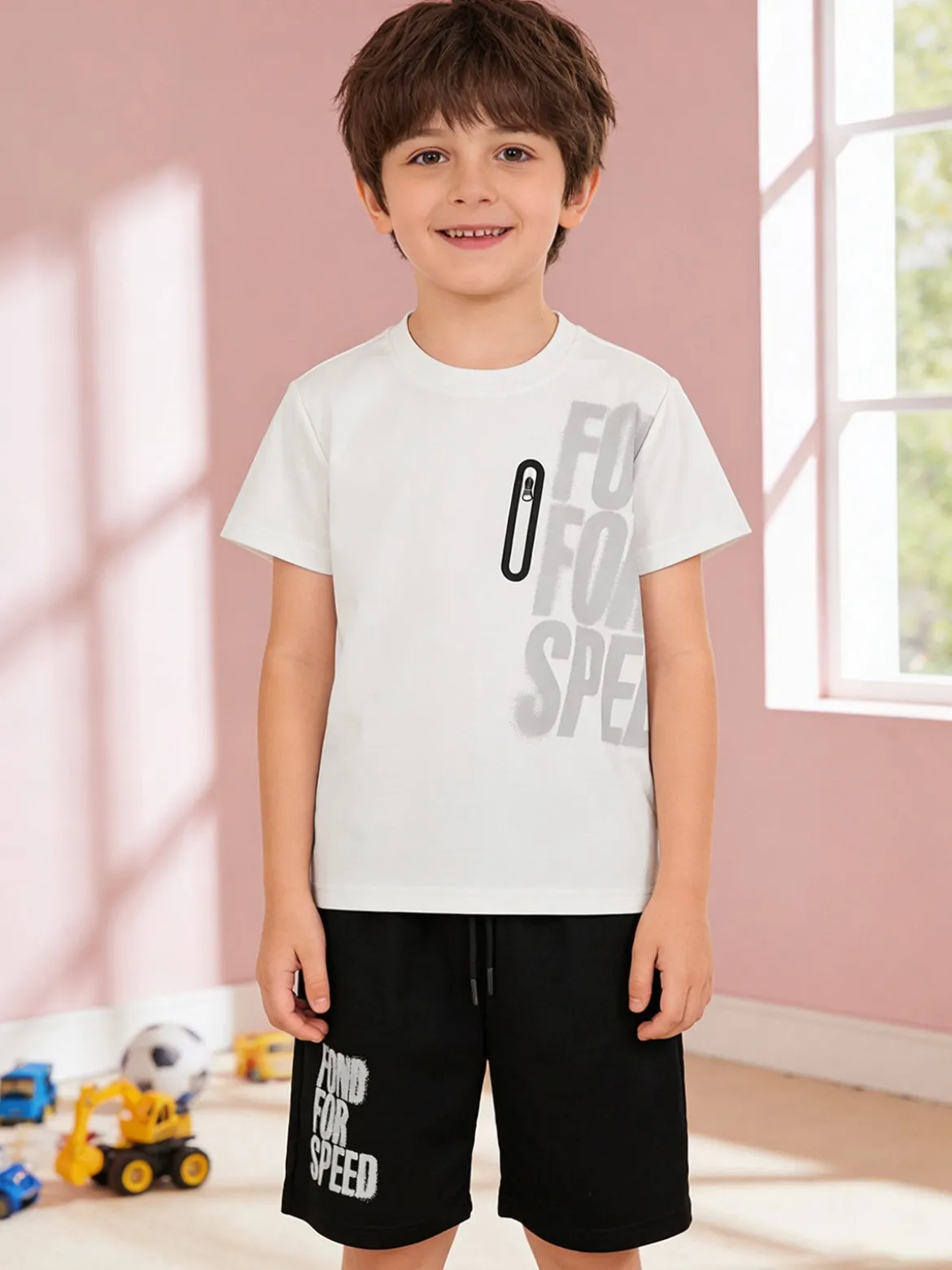 Mr Jek Completo corto da ragazzo con t-shirt e bermuda - bianco