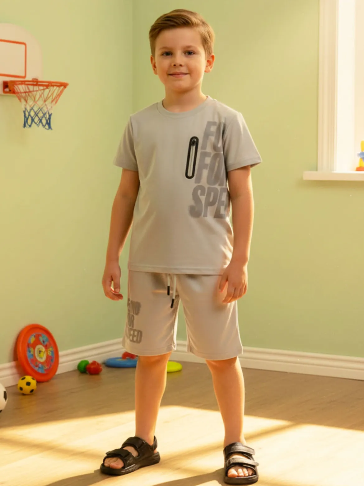 Mr Jek Completo corto da ragazzo con t-shirt e bermuda - pistacchio