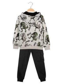Mr Jek Completo 3 pezzi da bambino con cappuccio e zip - beige