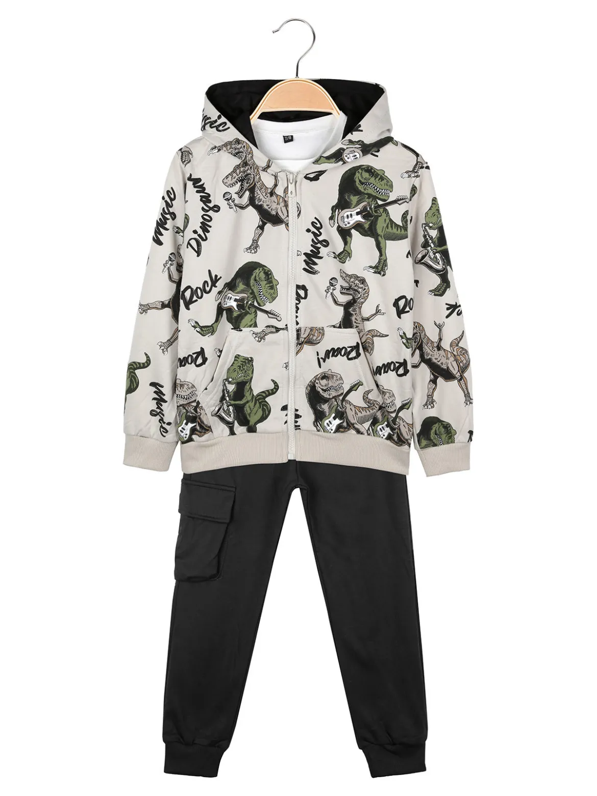 Mr Jek Completo 3 pezzi da bambino con cappuccio e zip - beige