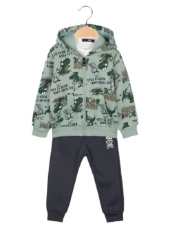 Mr Jek Completo 3 pezzi da neonato con cappuccio e zip - acqua marina