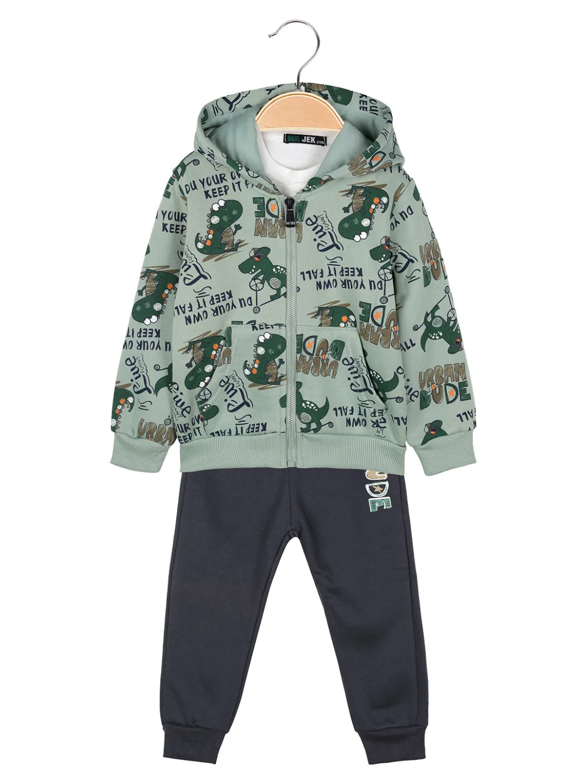 Mr Jek Completo 3 pezzi da neonato con cappuccio e zip - acqua marina