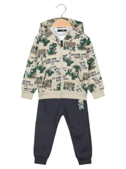 Mr Jek Completo 3 pezzi da neonato con cappuccio e zip - beige